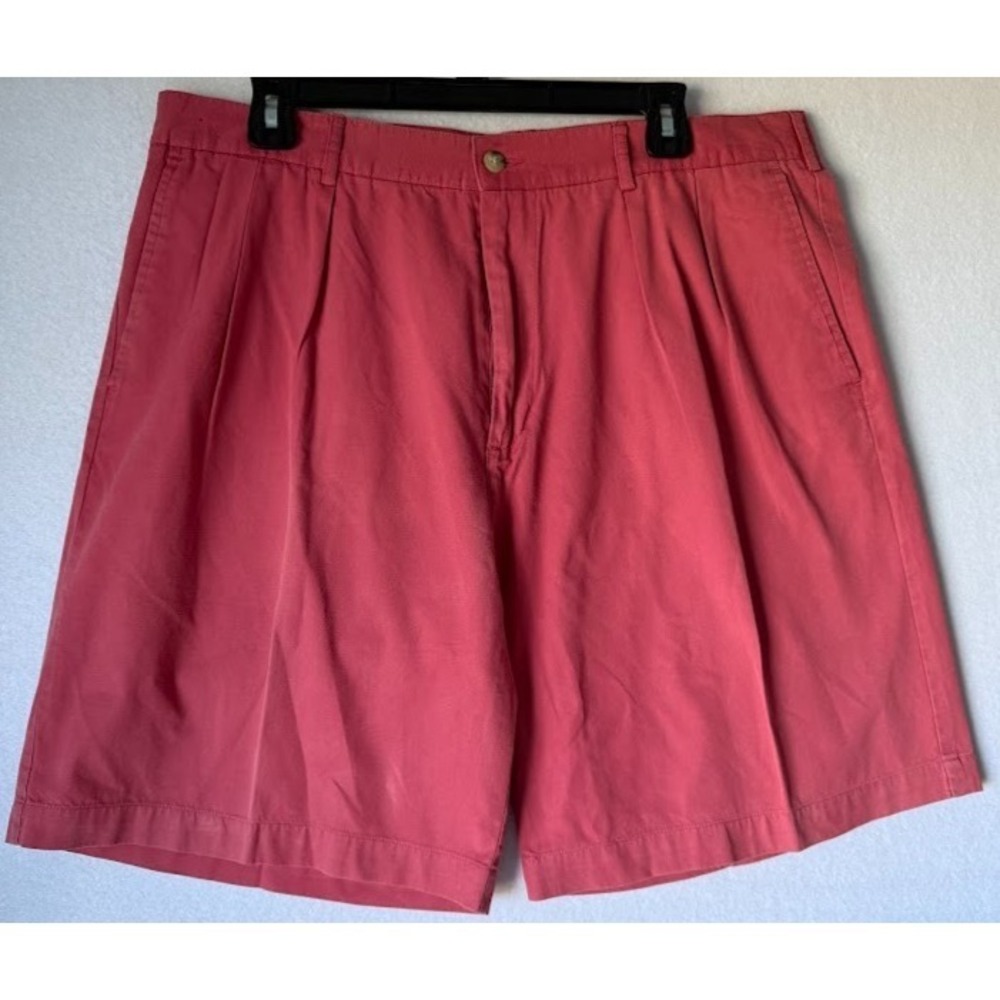 Peter Millar Shorts Men 36 Pink Pleated Cotton Chino Casual Golf Classic Relaxed